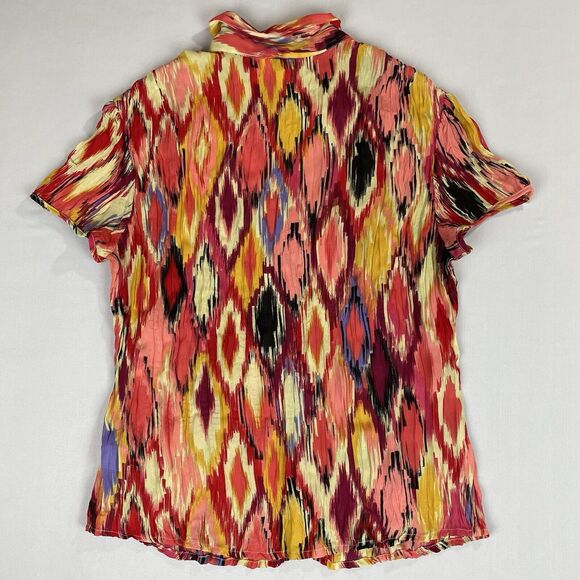 Allison Taylor Button Up Blouse Medium Funky Abstract Southwestern Boho Hipp Vtg - Picture 5 of 15